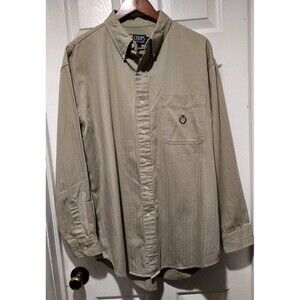 VINTAGE Ralph Lauren Chaps Shirt Mens Large Brown Tan Safari Utility Rugged